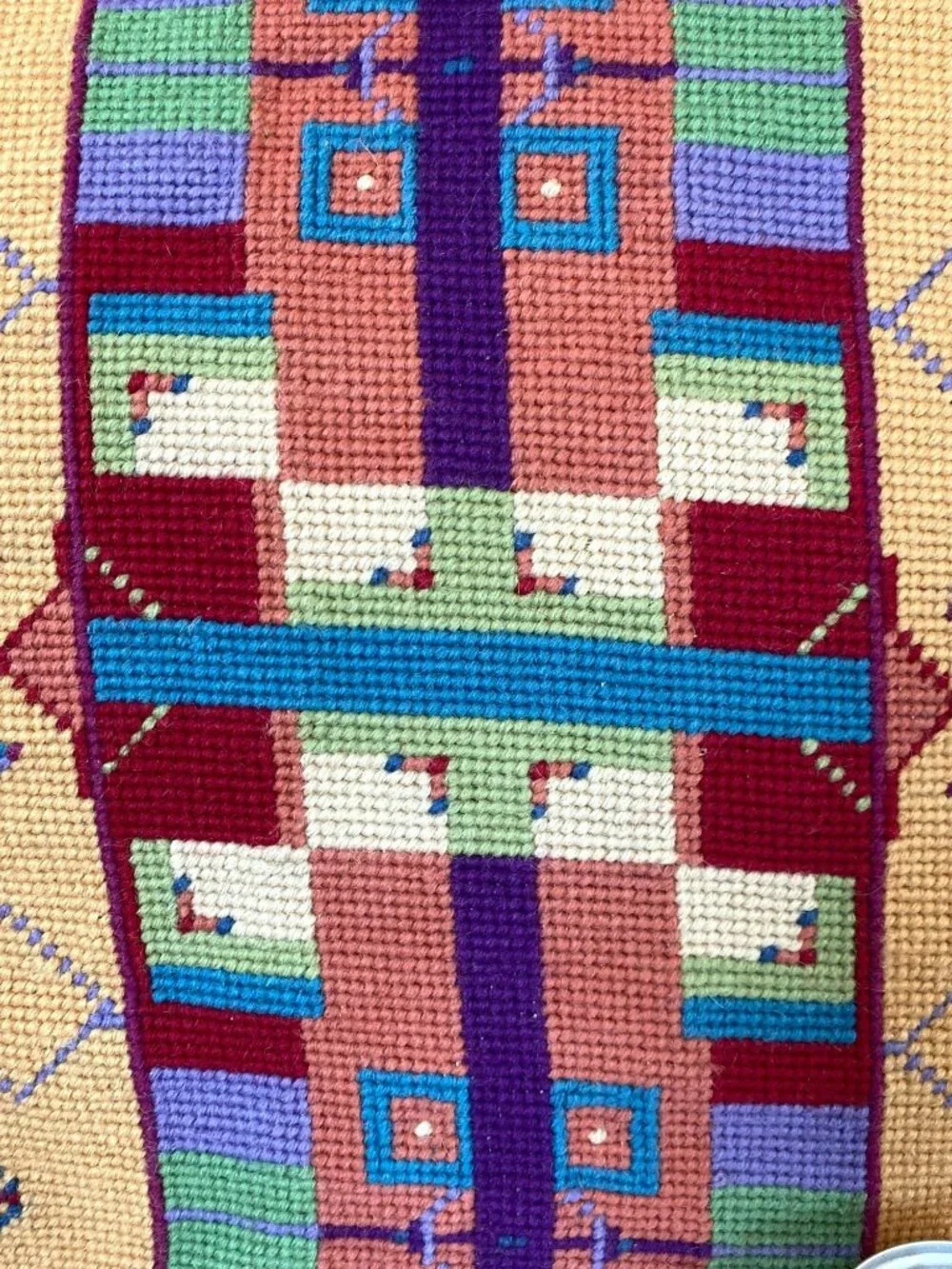 Needlepoint Pillow Michaelian Home Wool Abstract Native American South West RARE